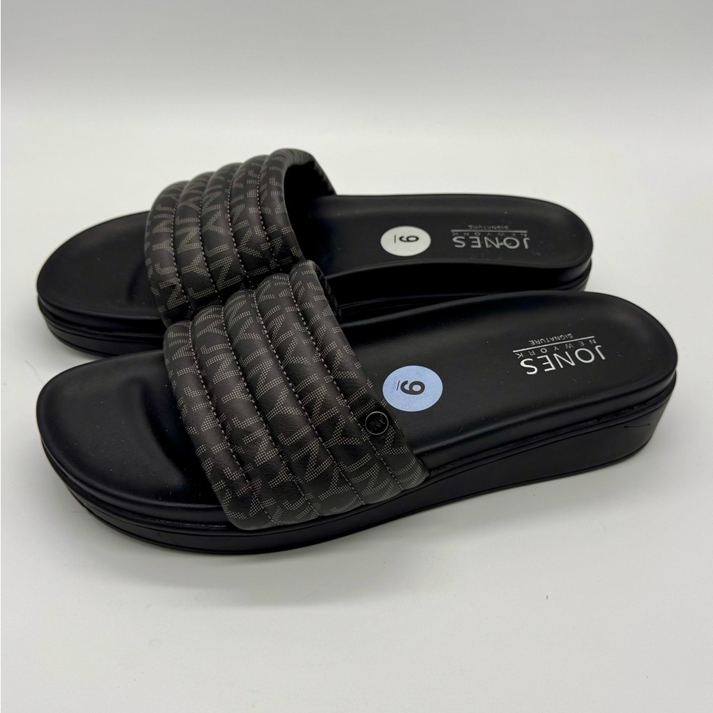 Jones New York Signature Quilted Black Slide Sandals Treena Sz 9